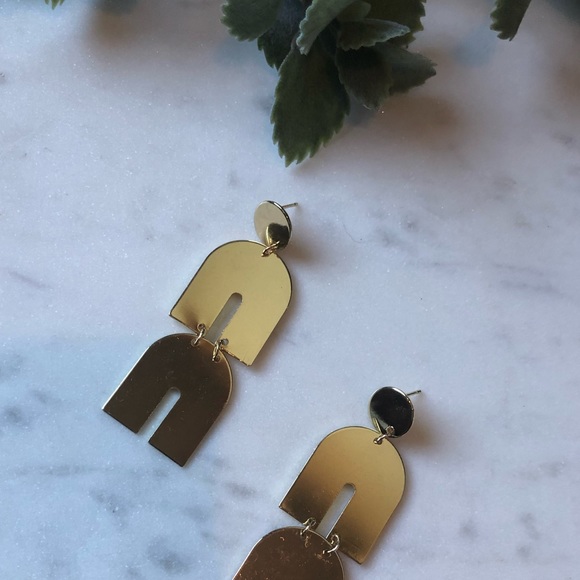 The Heidi - Gold Geometric Earrings - Picture 3 of 5